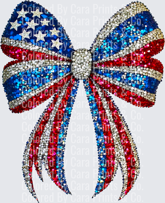 Faux Rhinestone USA Coquette Bow