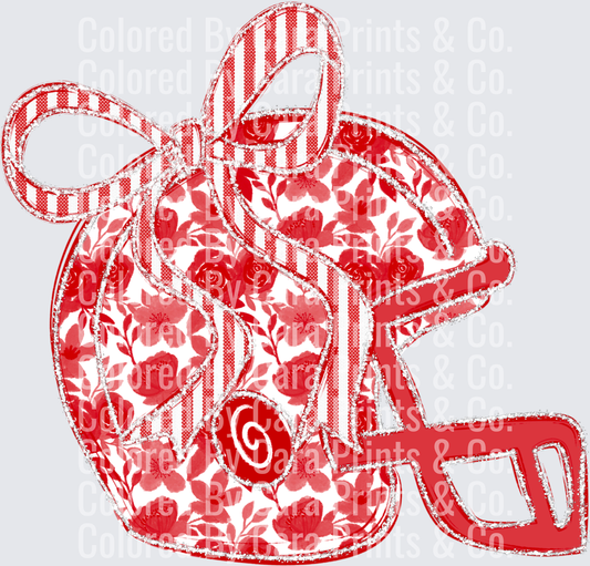 Floral_Football_Helmet_Bow_Red