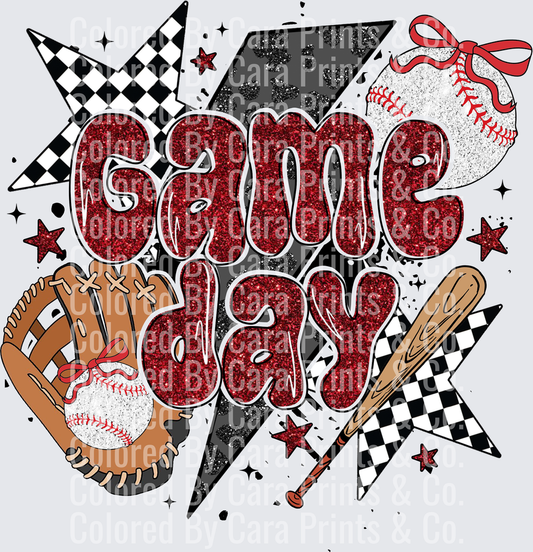 Baseball Game Day Red
