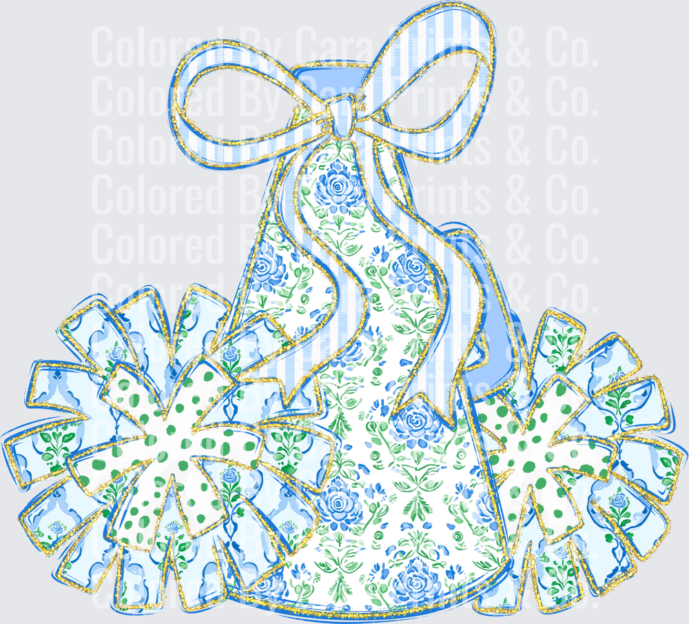 Blue Floral Megaphone Cheer