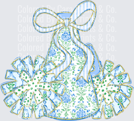 Blue Floral Megaphone Cheer