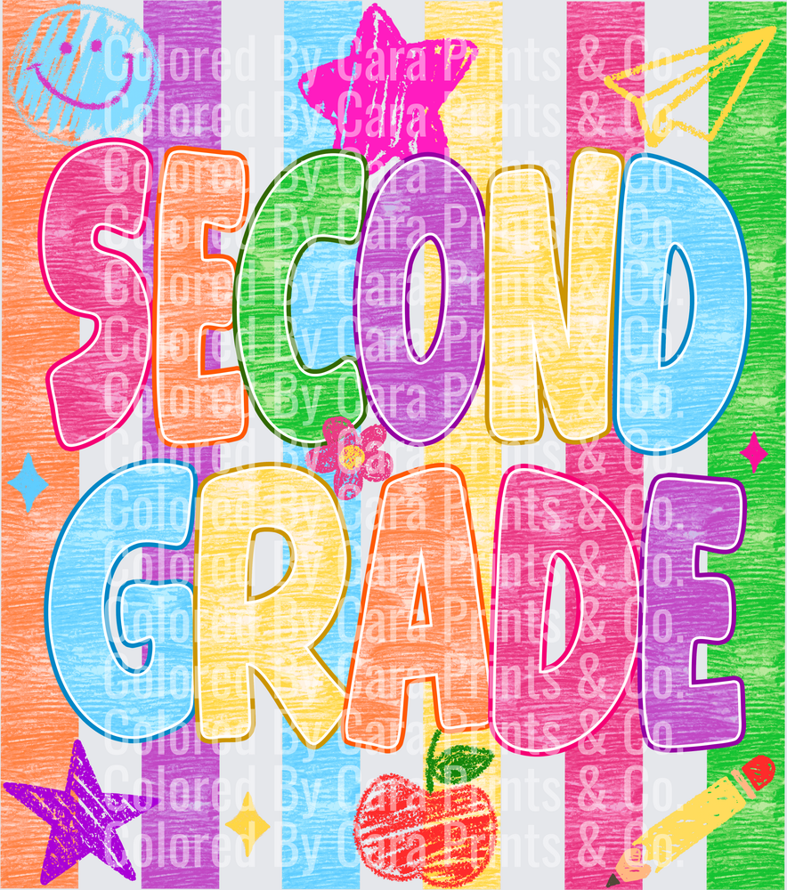 Striped second grade crayon