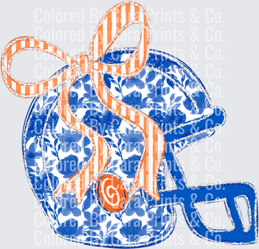Floral_Football_Helmet_Bow_Royal_Orange
