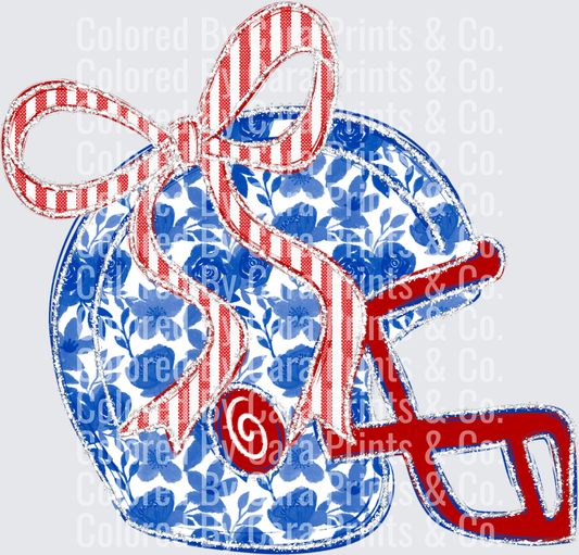 Floral_Football_Helmet_Bow_Royal_Red