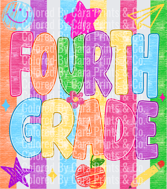Striped fourth grade crayon