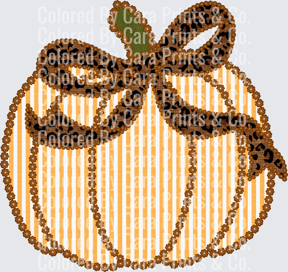 Seersucker Coquette Leopard Bow Pumpkin
