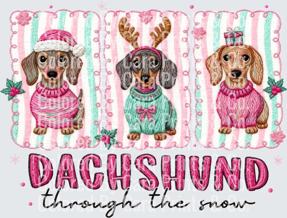 Faux Yarn Dachshund through the snow