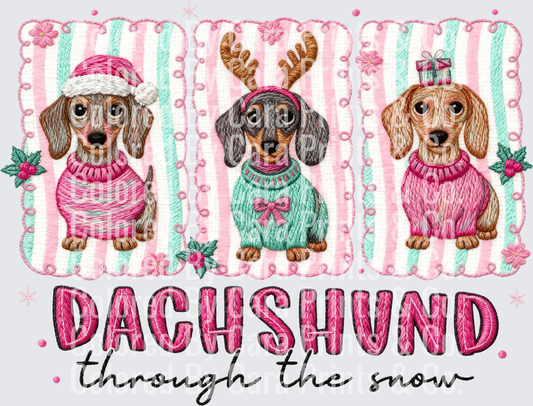 Faux Yarn Dachshund through the snow