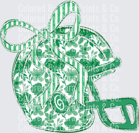 Floral_Football_Helmet_Bow_Green_White